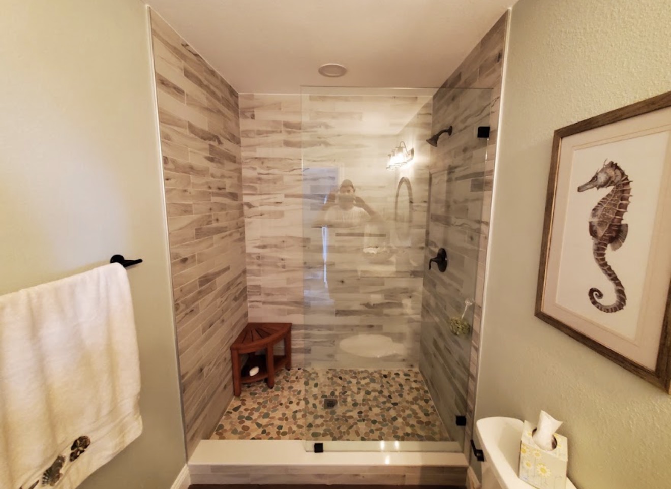 Tile walk-in shower